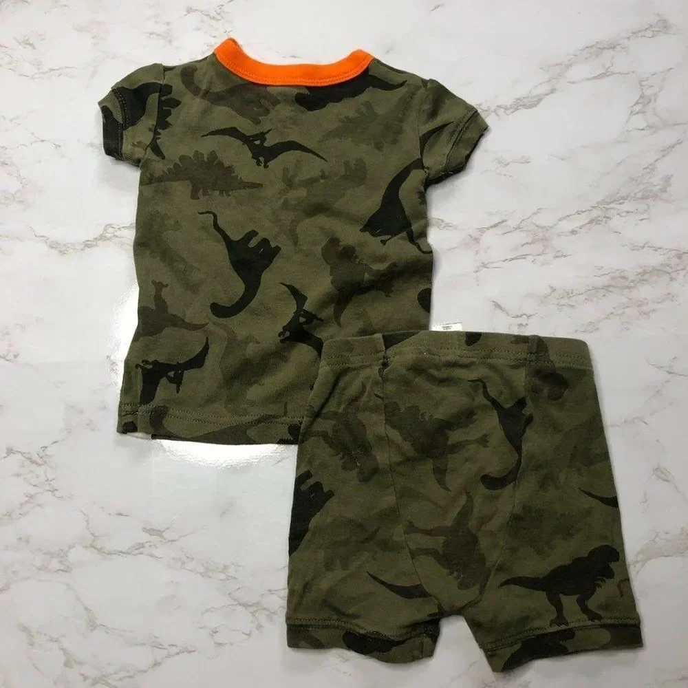 Gap Camo Dino Snore Pajama Set Baby 6-12 Months
